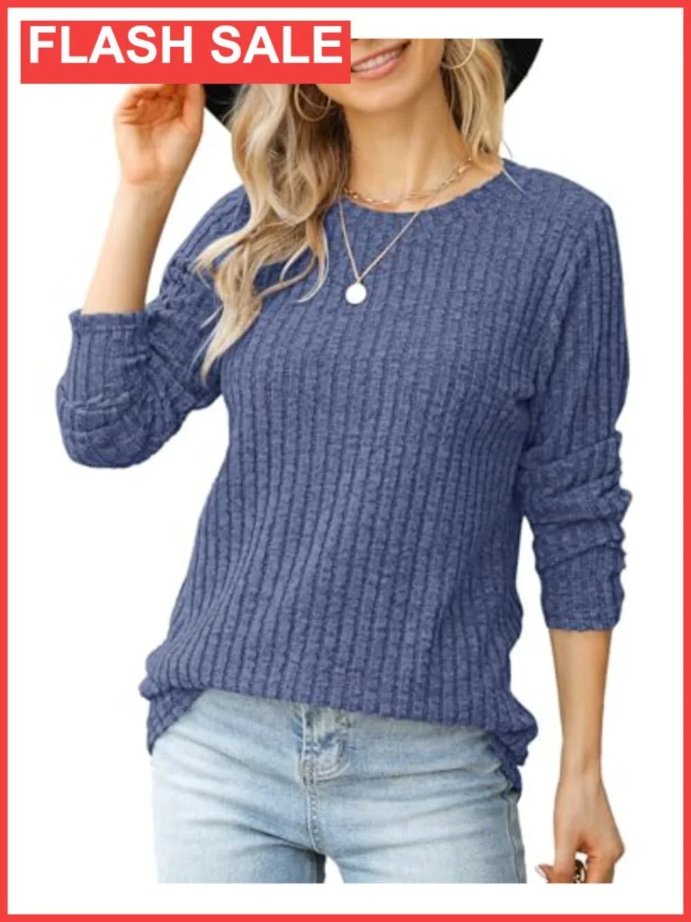 Womens Long Sleeve Crewneck Pullover Sweater Tunic Top Lightweight